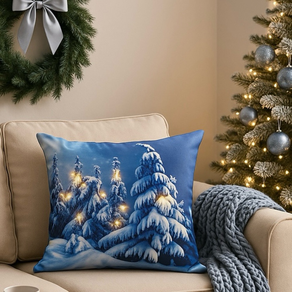 National Tree Company 17” Snowy Forest Light-Up Throw Holiday Decor NWT